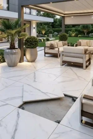 Offre Spéciale Dalle sur plots ICE 60x60x2 cm effet marbre antidérapant R11